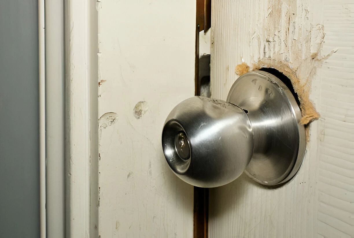 damaged door, burglary